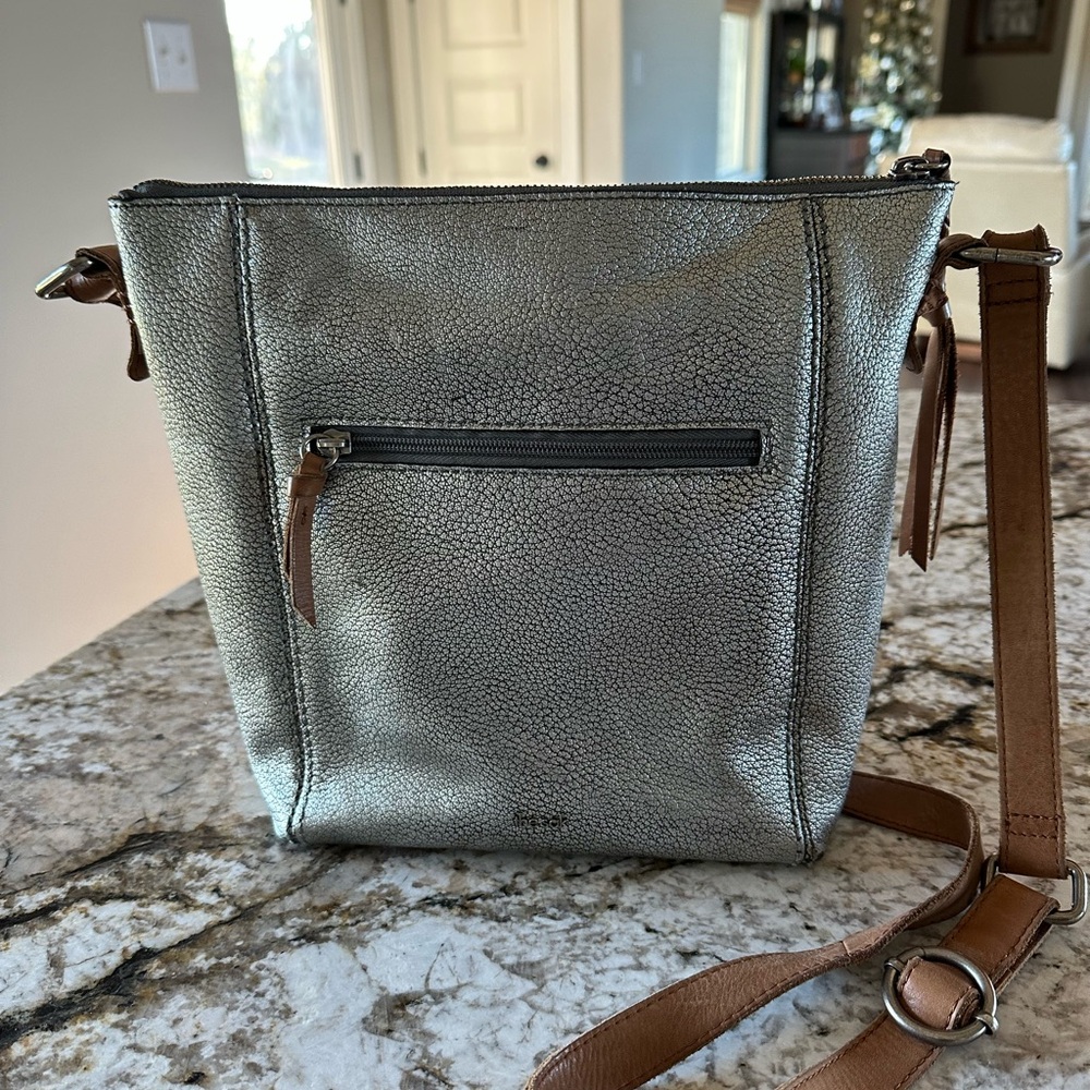 The Sak Silver and Tan Crossbody Bag
